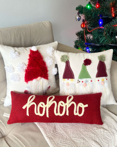 Kit tres fundas navideñas 2 cuadrados y horizontal