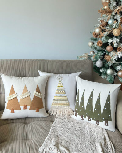 Kit tres fundas navideñas tonos beige